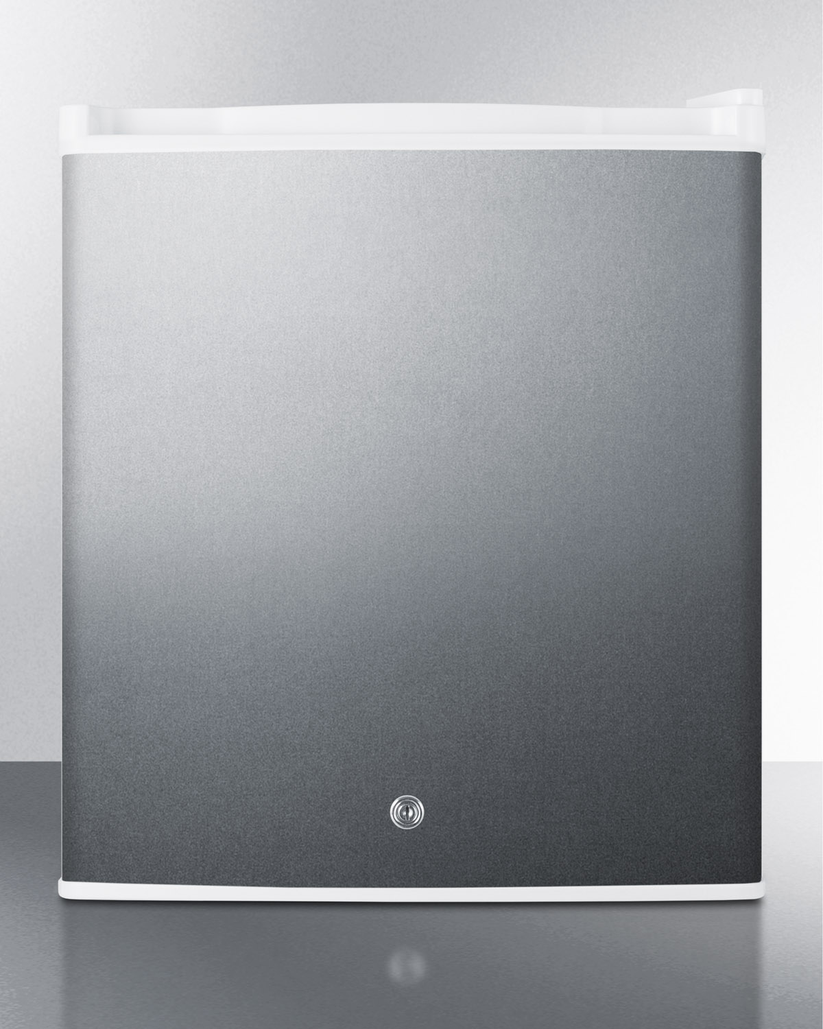 Commercial style compact all-refrigerator in white with digital thermostat